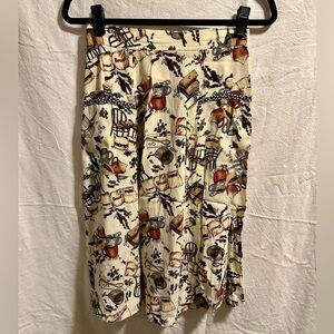 Romeo Romeo Women's Coffee Print Midi Skirt Size Small